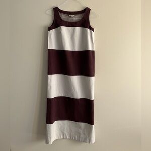 Vintage Marimekko Striped Sleeveless Dress - Maroon and White